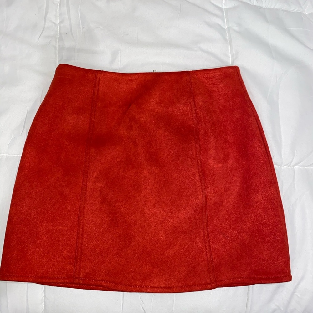 Red Suede Mini Skirt ❣️